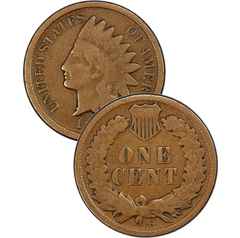 Historical Philadelphia Mint photo or group of 1866 Indian Head pennies showing range of grades